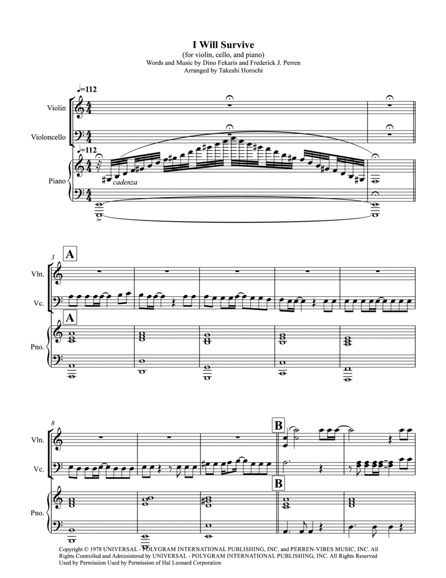 I Will Survive Piano Trio scores gallery preview page 1