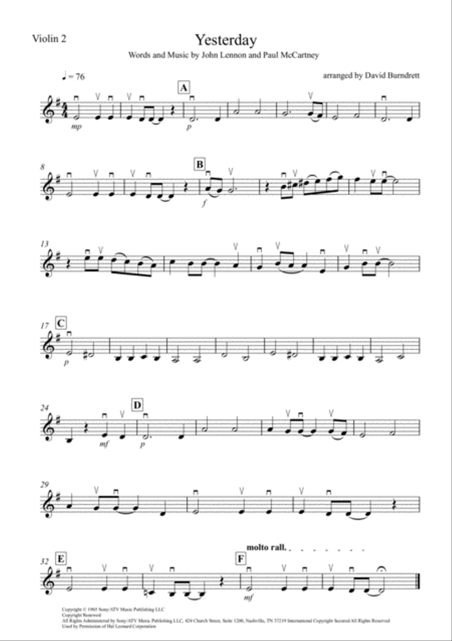 Yesterday Yesterday String Quartet scores gallery preview page 4