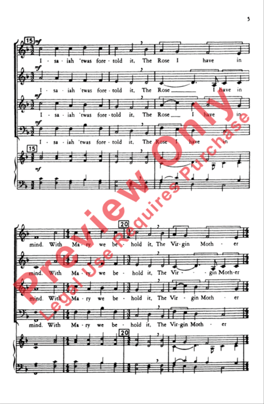 Lo, How a Rose E'er Blooming 4-Part scores gallery preview page 4