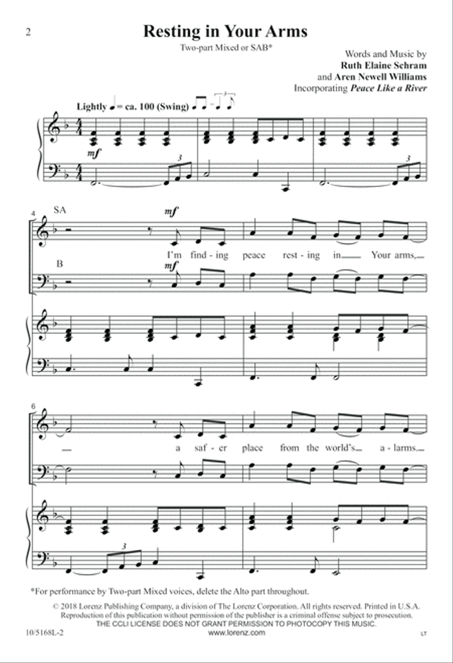 Resting in Your Arms 2-Part scores gallery preview page 2