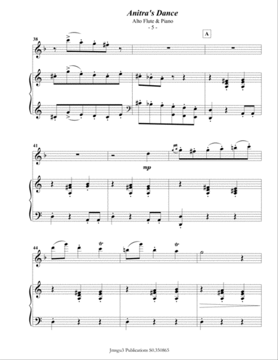Grieg: Anitra's Dance from Peer Gynt Suite for Alto Flute & Piano Flute Solo scores gallery preview page 6
