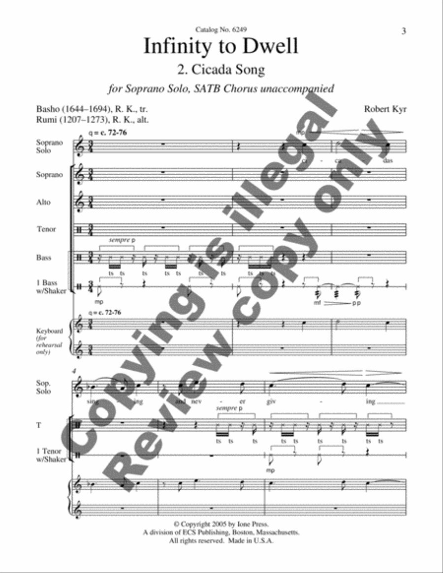 Infinity to Dwell: 2. Cicada Song 4-Part scores gallery preview page 8
