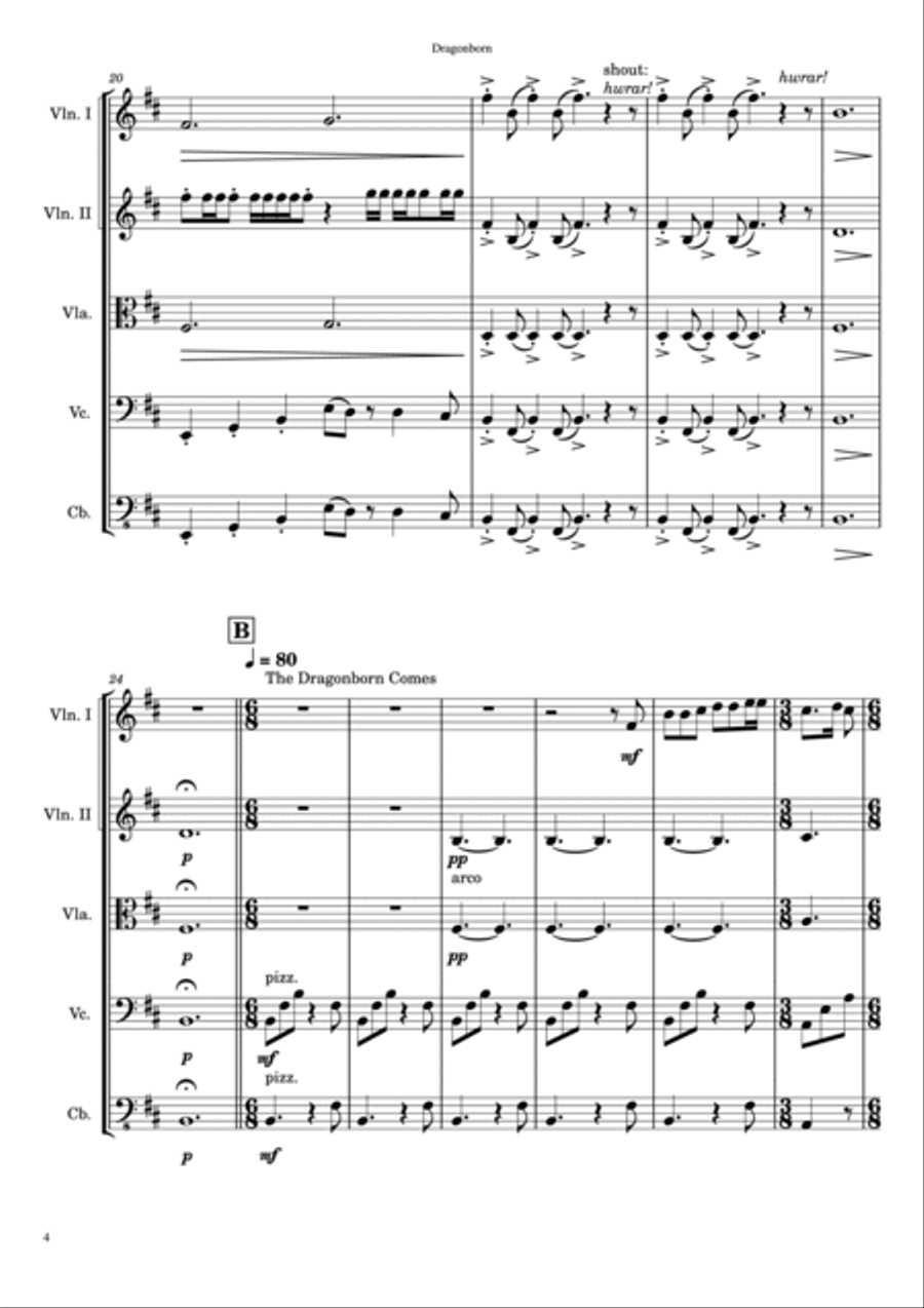 Dragonborn (skyrim Theme) String Orchestra scores gallery preview page 5