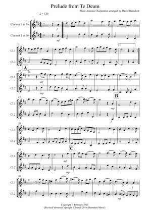 Prelude from Te Deum for Clarinet Duet