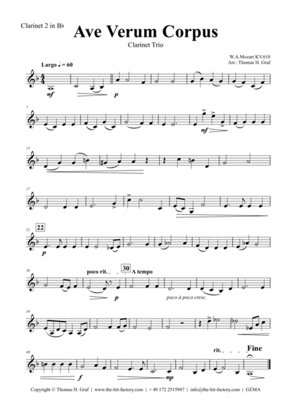 Ave Verum Corpus - W.A. Mozart - Clarinet Trio