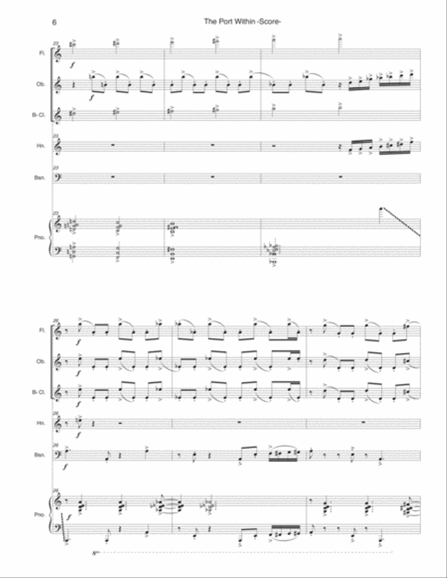 The Port Within - for wind quintet and piano Small Ensemble scores gallery preview page 6