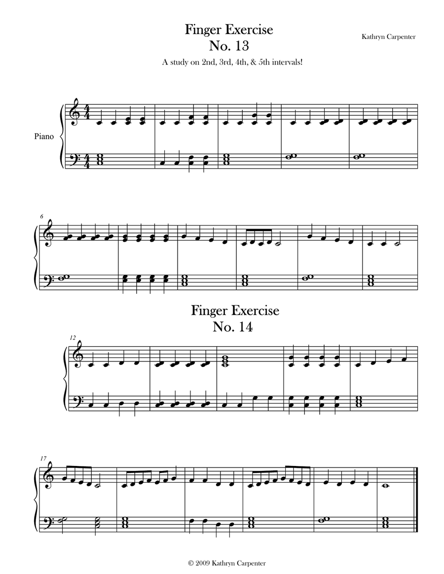 Finger Exercise No. 13 & 14 (Key of C) Piano Method scores gallery preview page 1