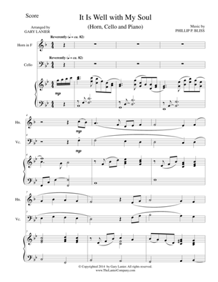 IT IS WELL WITH MY SOUL (Trio - French Horn, Cello, Piano with Score and Parts)