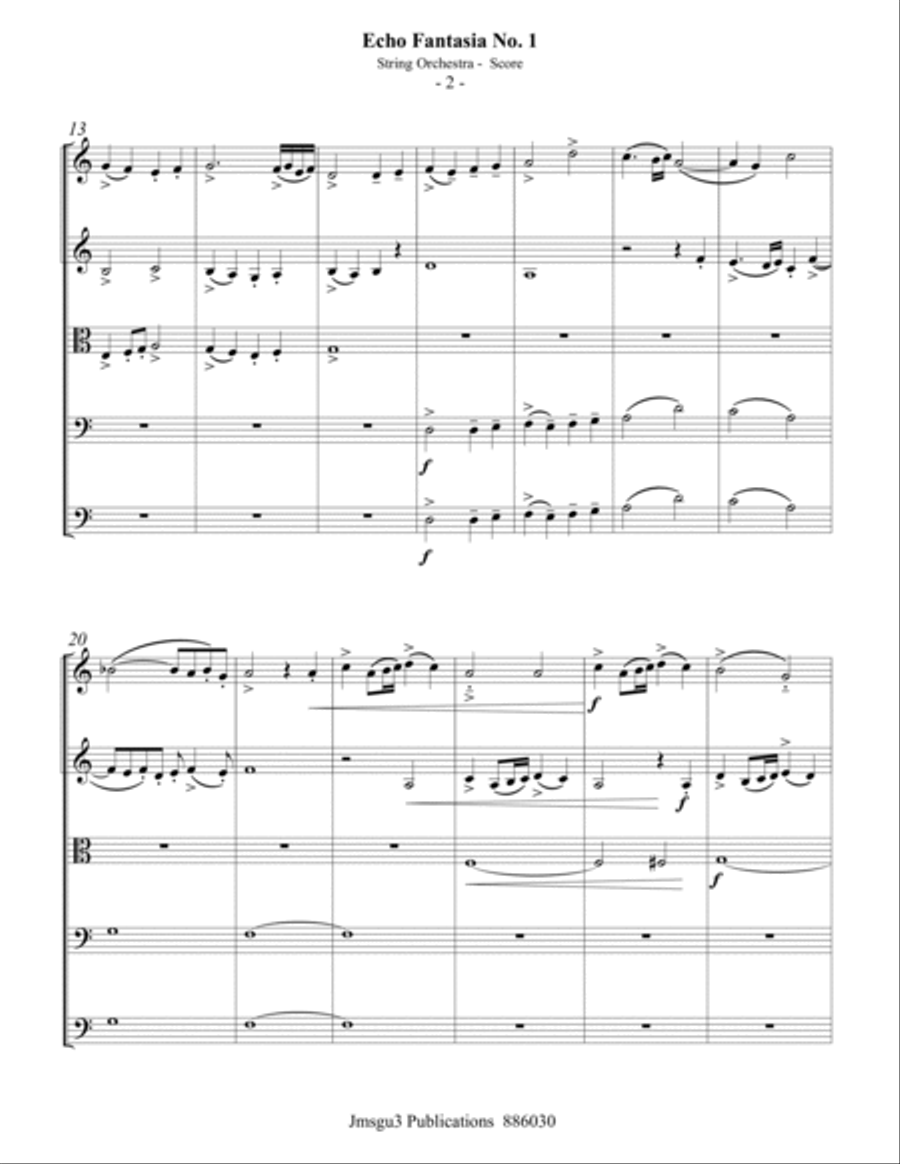 Sweelinck: Echo Fantasia No. 1 for String Orchestra String Orchestra scores gallery preview page 2