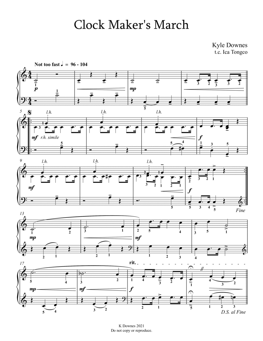 Clock Maker's March Clock Maker's March Piano Method scores gallery preview page 1