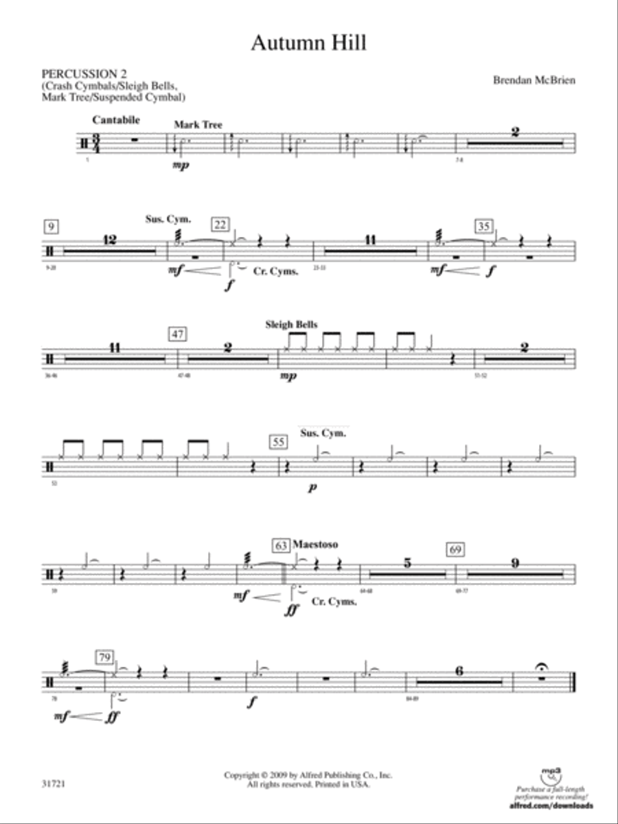 Autumn Hill: 2nd Percussion Concert Band scores gallery preview page 1