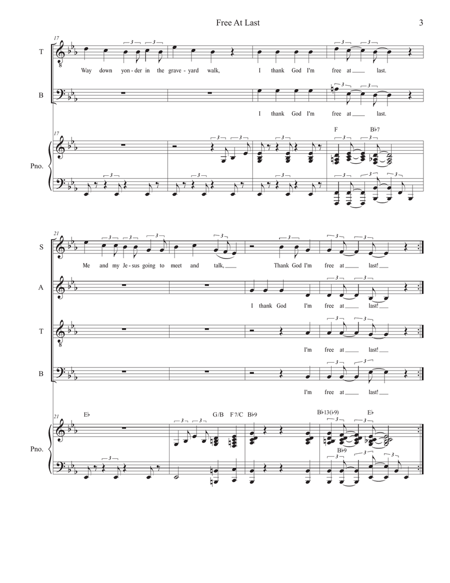 Free At Last (SATB) 4-Part scores gallery preview page 3