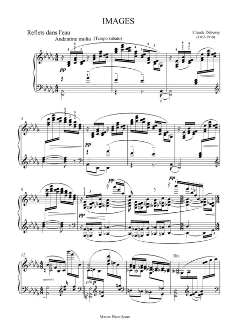 Debussy-Reflets dans l'eau for piano solo Piano Solo scores gallery preview page 2