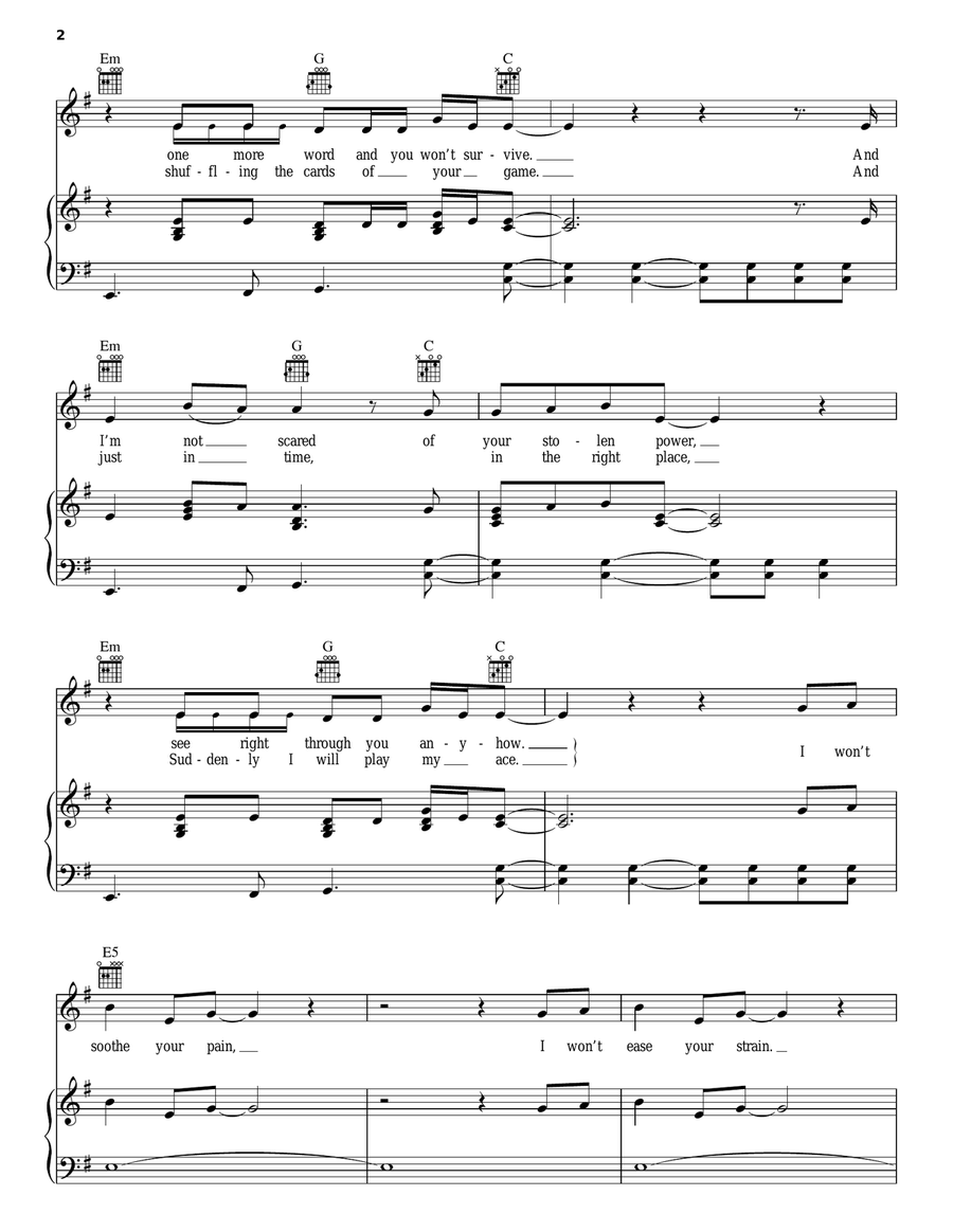 Eyes On Fire Piano, Vocal, Guitar scores gallery preview page 2