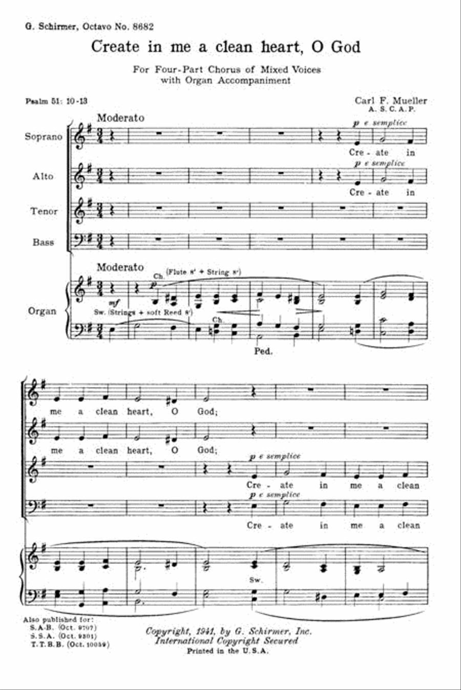 Create in Me a Clean Heart, O God 4-Part scores gallery preview page 3