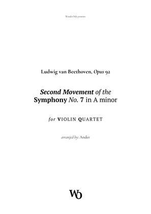 Symphony No. 7 by Beethoven for Violin Quartet