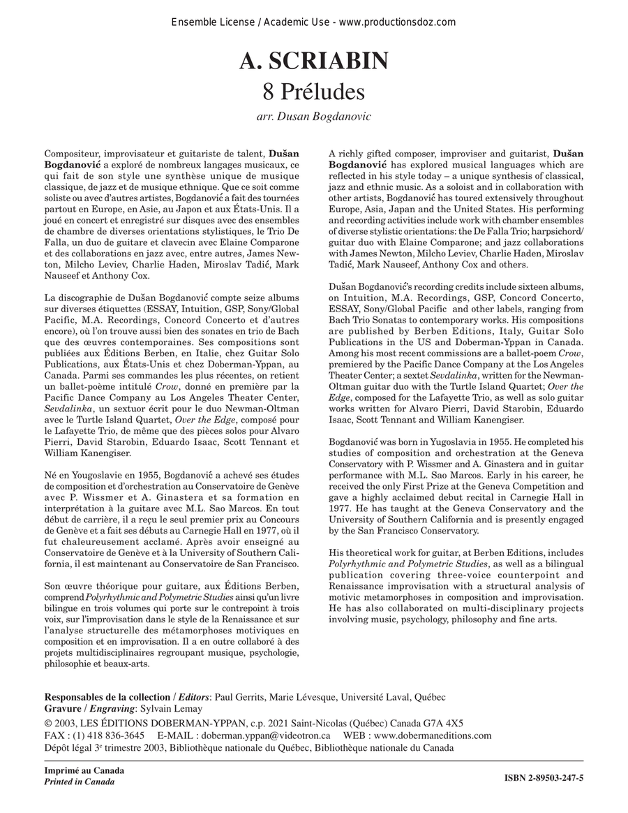 Huit préludes Classical Guitar scores gallery preview page 1