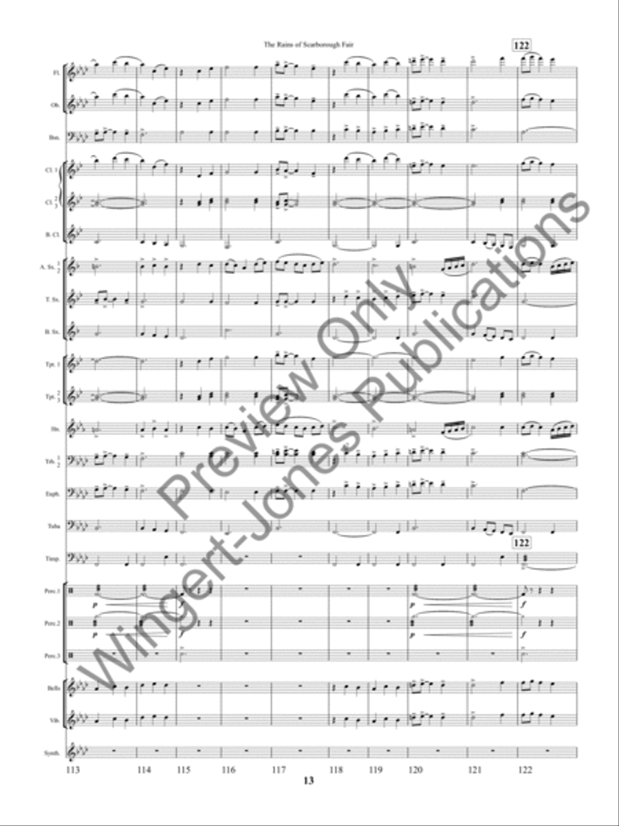 The Rains of Scarborough Fair Concert Band scores gallery preview page 16