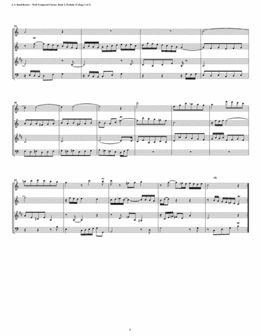 Prelude 15 from Well-Tempered Clavier, Book 2 (Woodwind Quartet) image number null