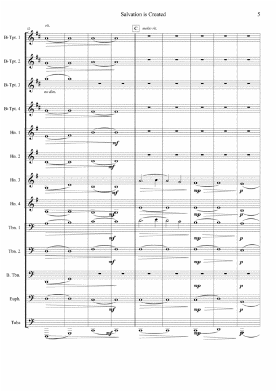 Salvation is Created Brass Ensemble scores gallery preview page 5