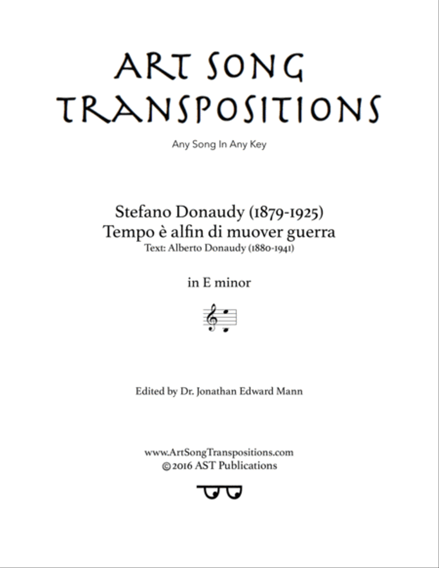 DONAUDY: Tempo è alfin di muover guerra (transposed to E minor) Voice scores gallery preview page 1
