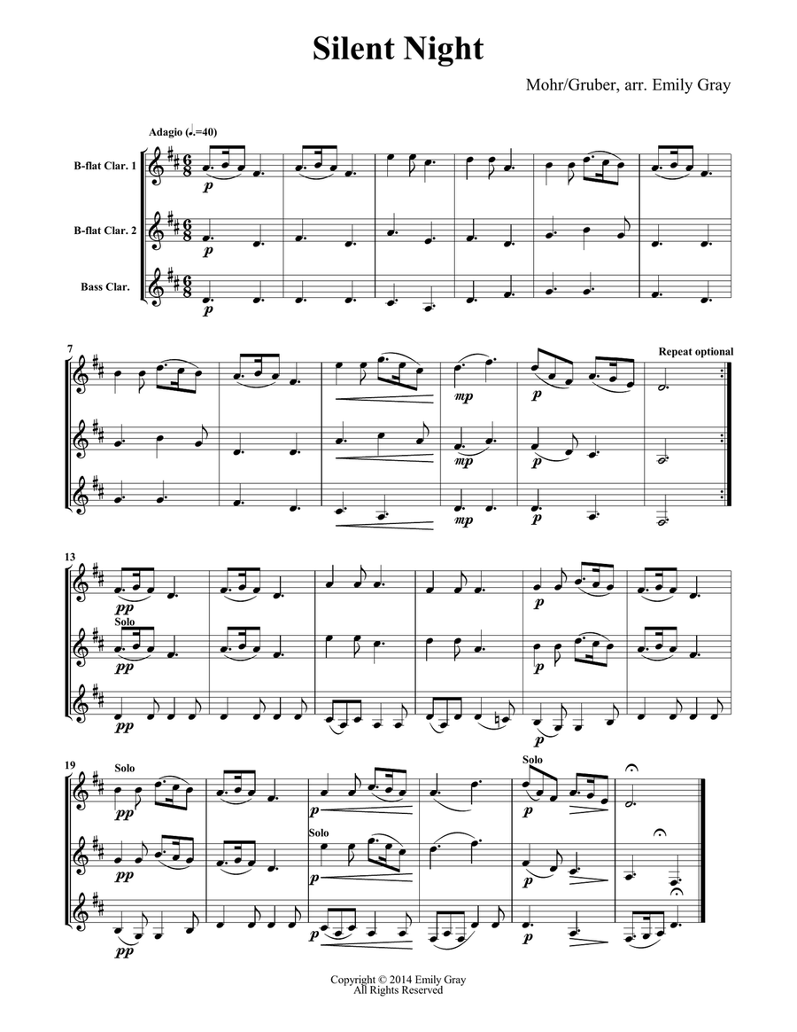 Two B-flats And Bass: Clarinet Trios - The Christmas Volume Clarinet Trio scores gallery preview page 2