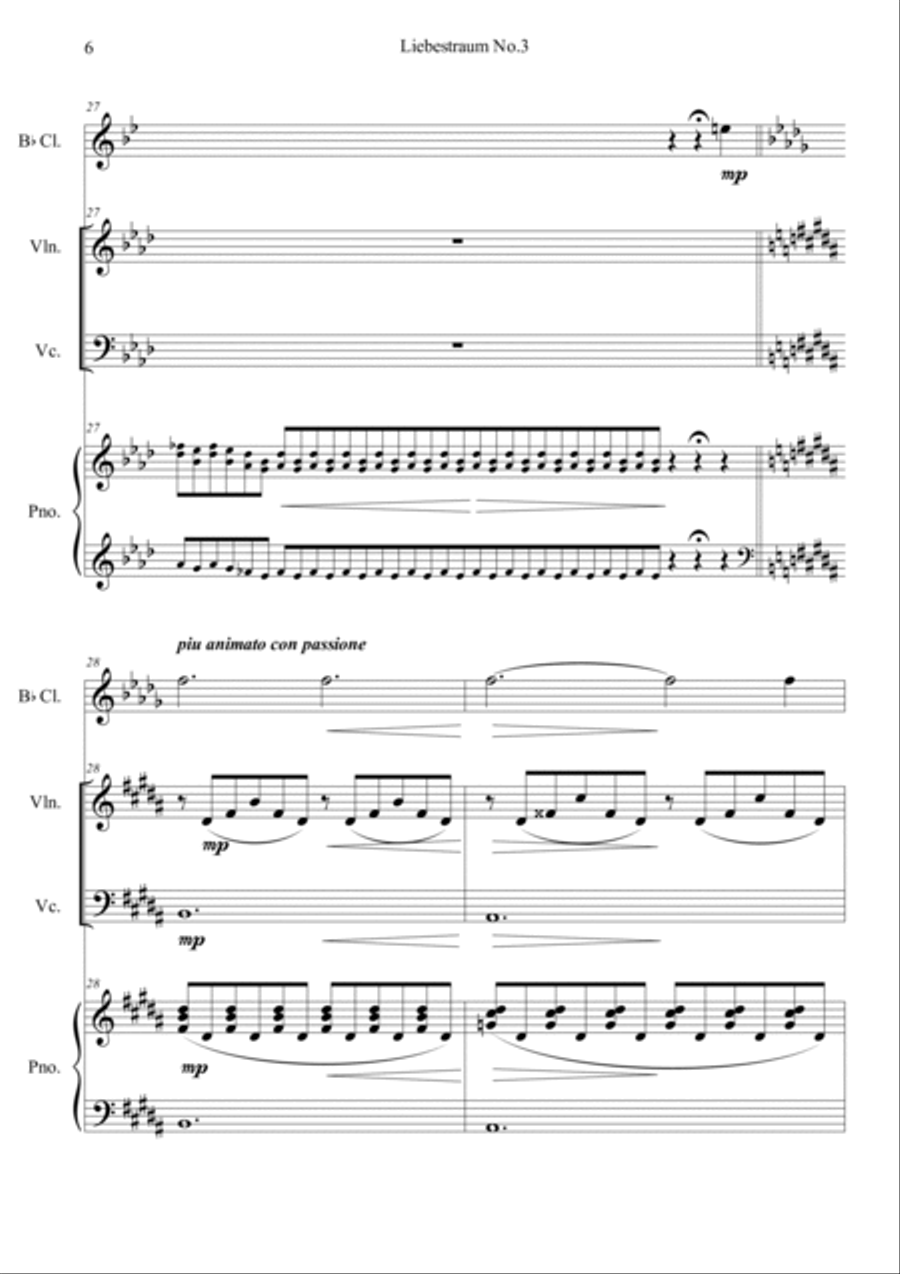 Liebestraum, S.541 No.3 Clarinet scores gallery preview page 6