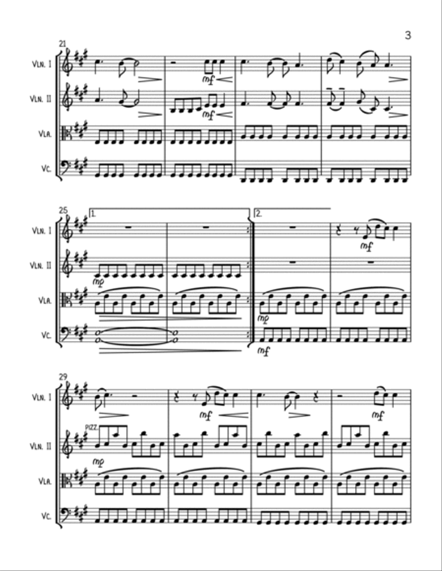 Chasing Cars String Quartet scores gallery preview page 3