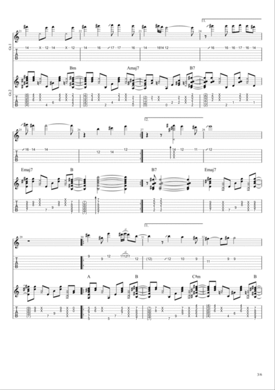 Starry Night on the Hill Guitar Tablature scores gallery preview page 3