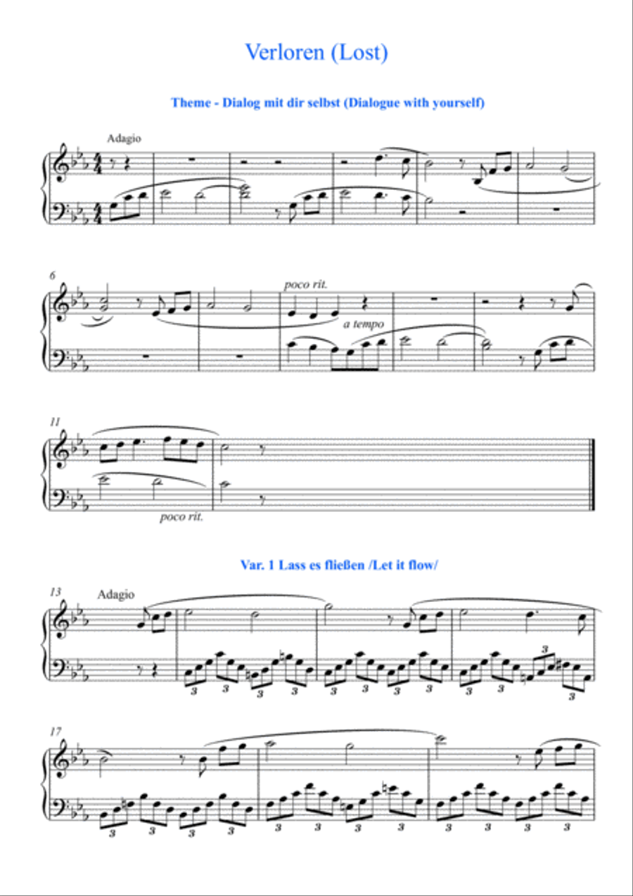 "Verloren" /Lost/ Variationen op.19 in C minor - Einfache Version /easy version/ image number null