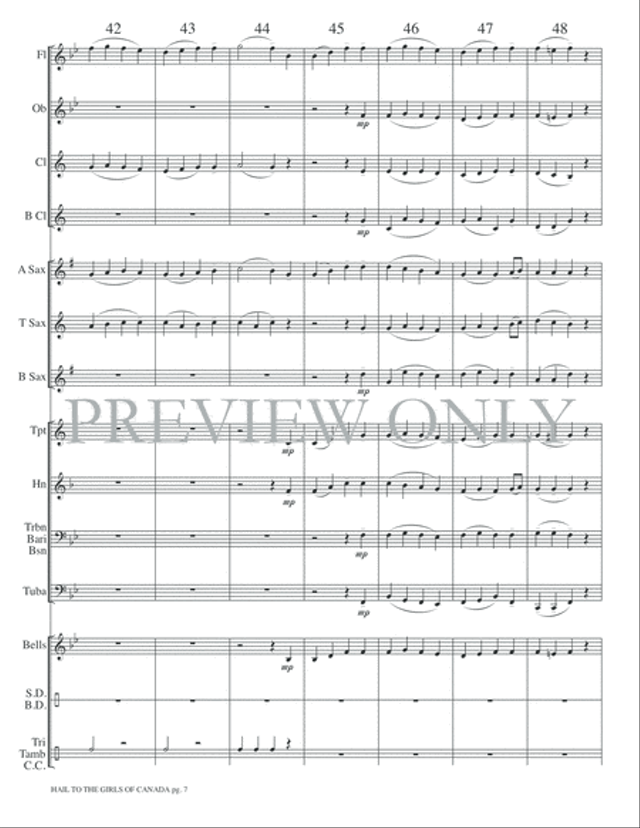 Hail to the Girls of Canada Concert Band scores gallery preview page 10