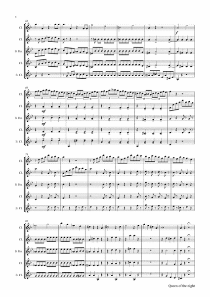 The Magic Flute Queen of the night - KV 620 W.A.Mozart - Clarinet Quartet - C-Minor image number null