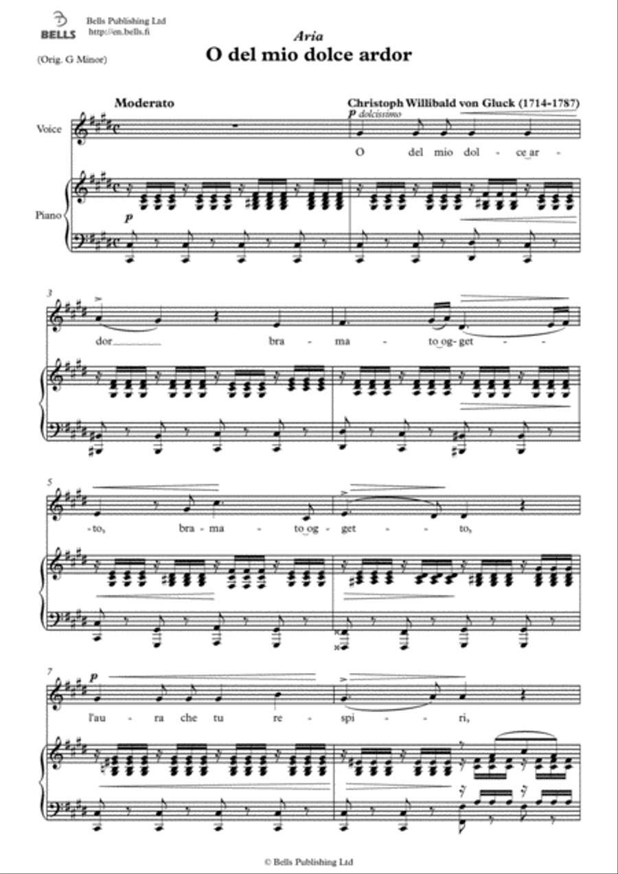 O del mio dolce ardor (C-sharp minor) Voice Solo scores gallery preview page 1