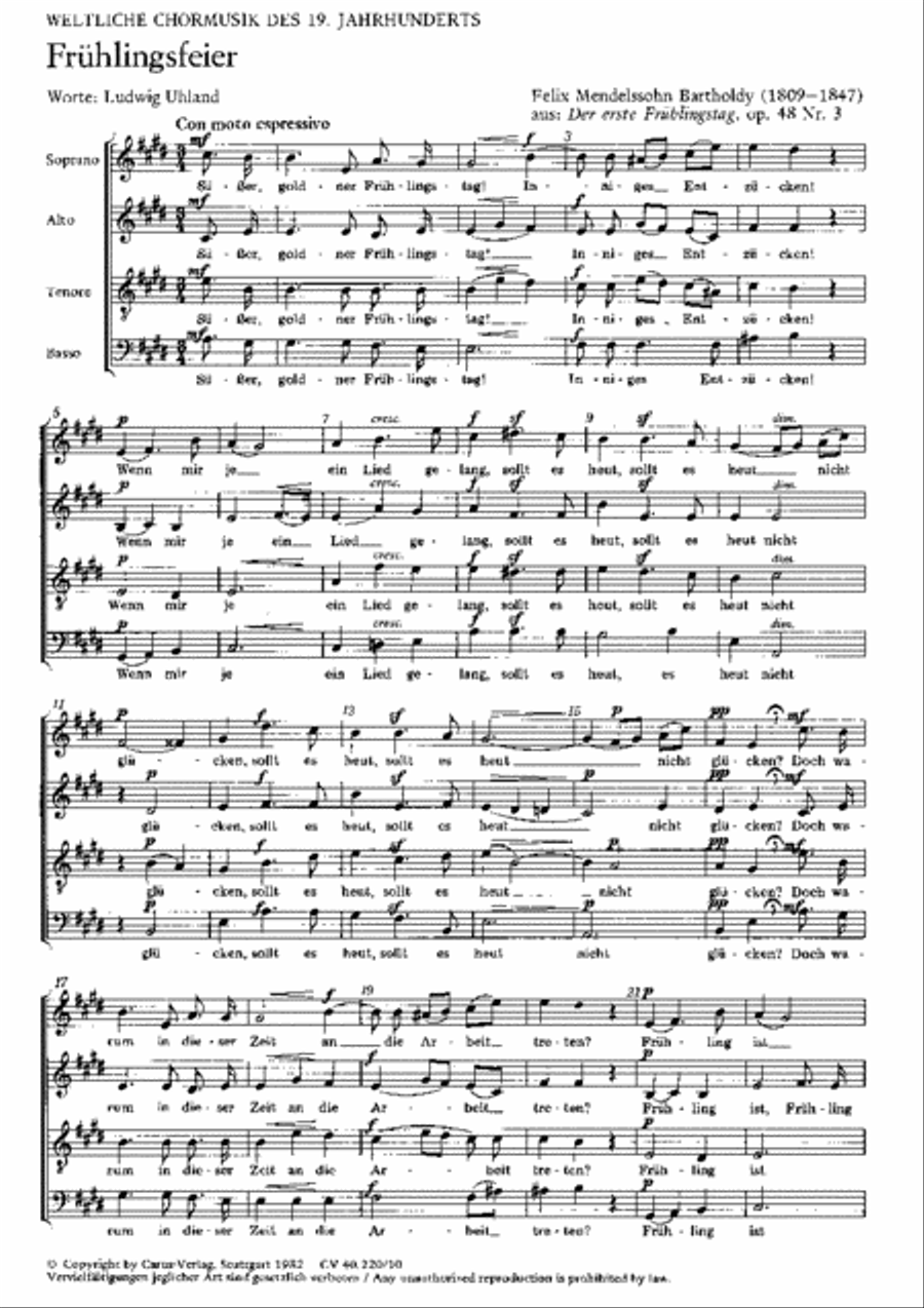 O Taler weit; Abschied; Die Primel Choir scores gallery preview page 1