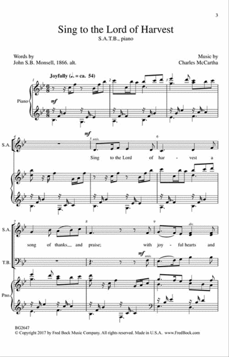 Sing to the Lord of Harvest 4-Part scores gallery preview page 2
