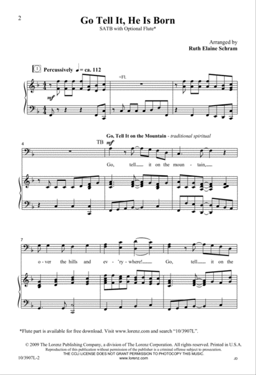 Go Tell It, He Is Born 4-Part scores gallery preview page 2