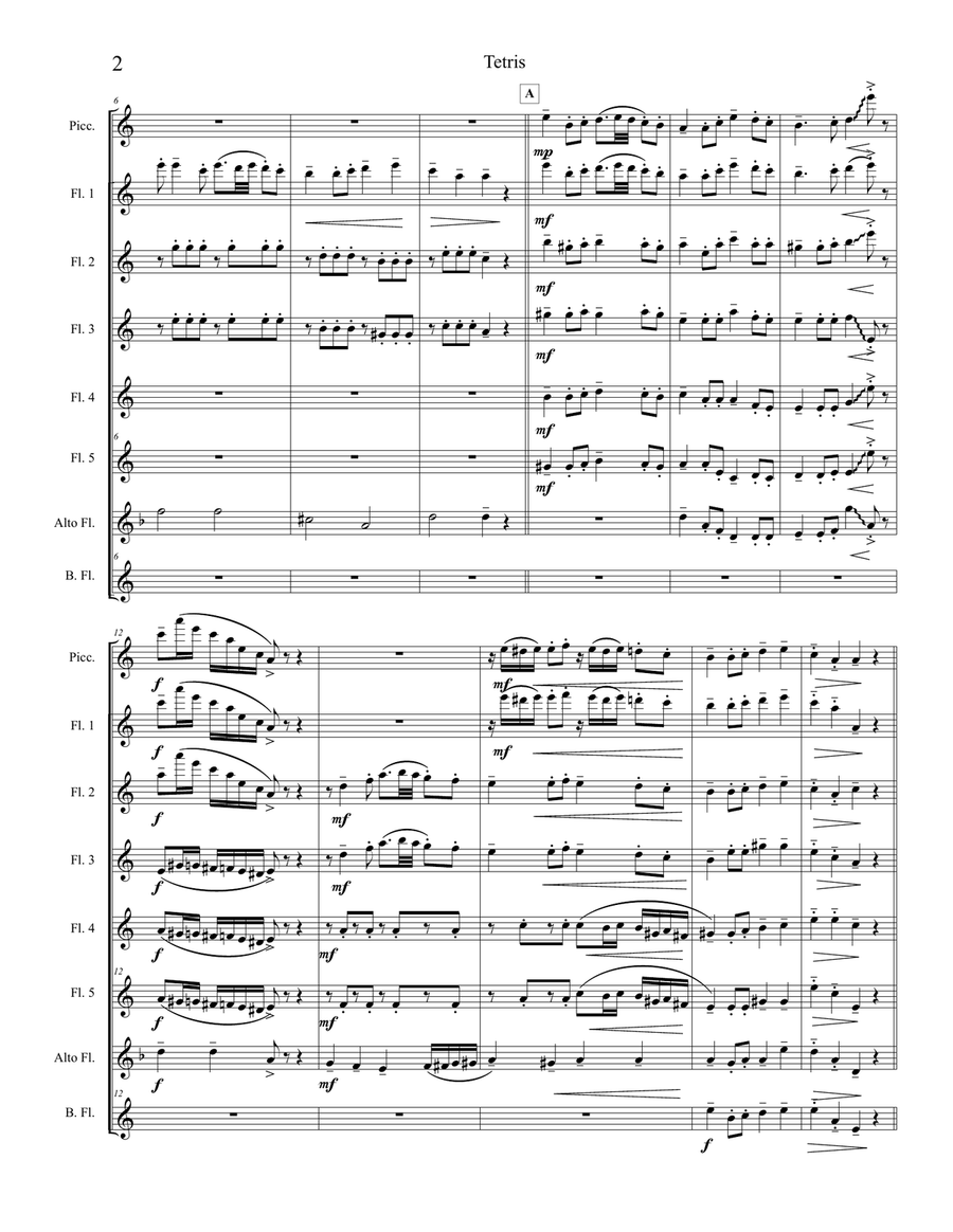 Tetris Theme for Advanced Flute Choir Flute Choir scores gallery preview page 3