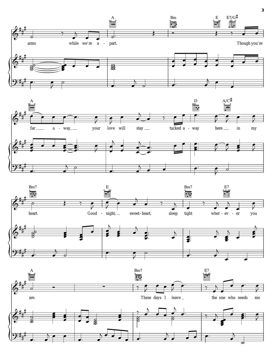 Goodnight Sweetheart Piano, Vocal, Guitar scores gallery preview page 3