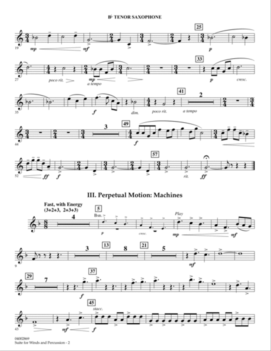 Suite for Winds and Percussion - Bb Tenor Saxophone Tenor Saxophone scores gallery preview page 2