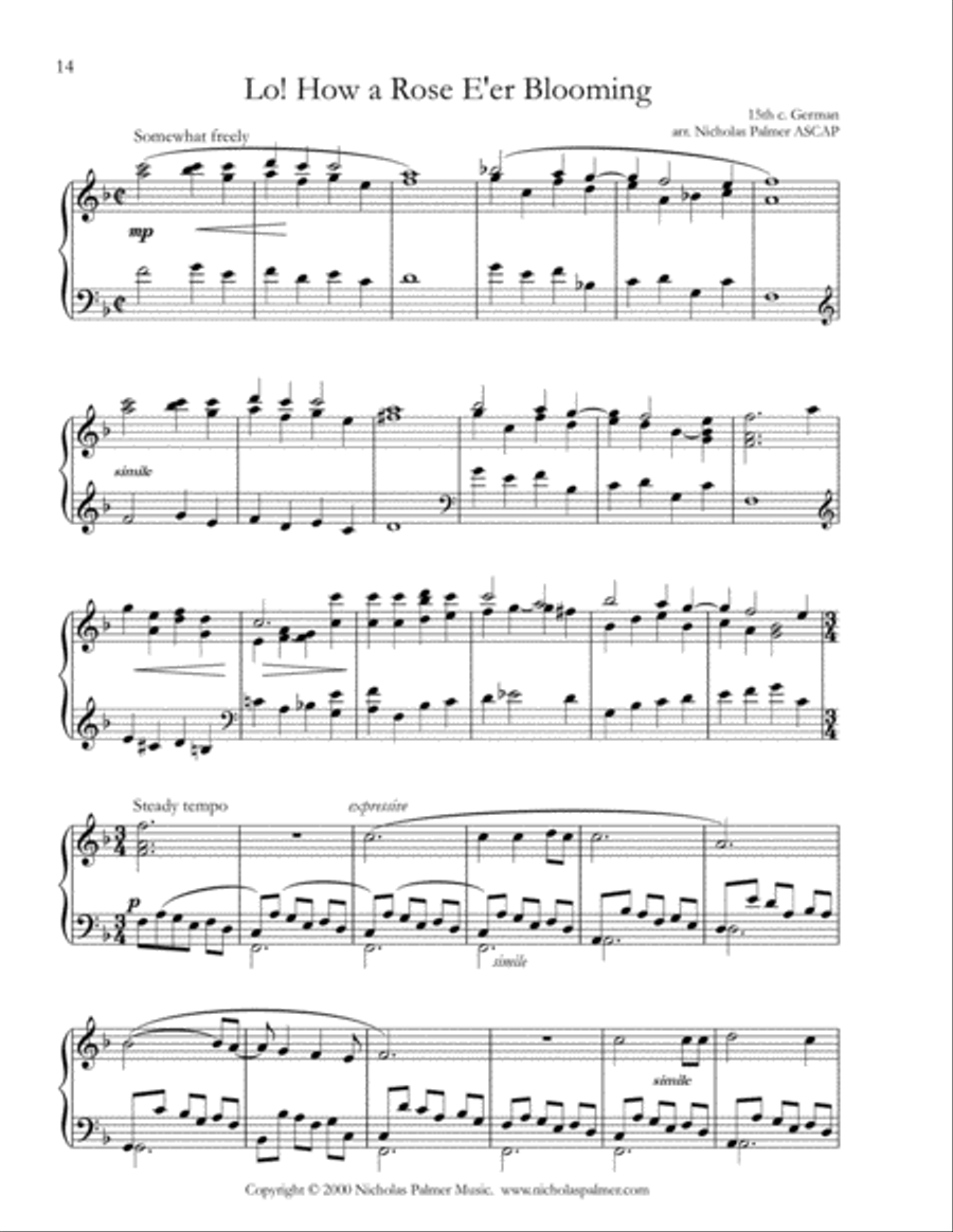 Lo! How a rose e'er blooming Lo! How a rose e'er blooming Piano Solo scores gallery preview page 1