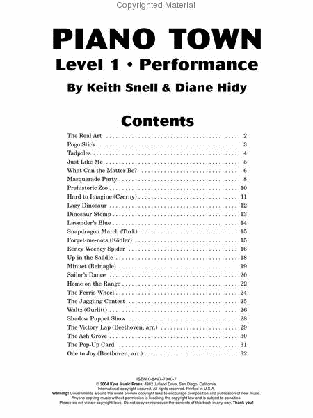 Piano Town, Performance - Level 1