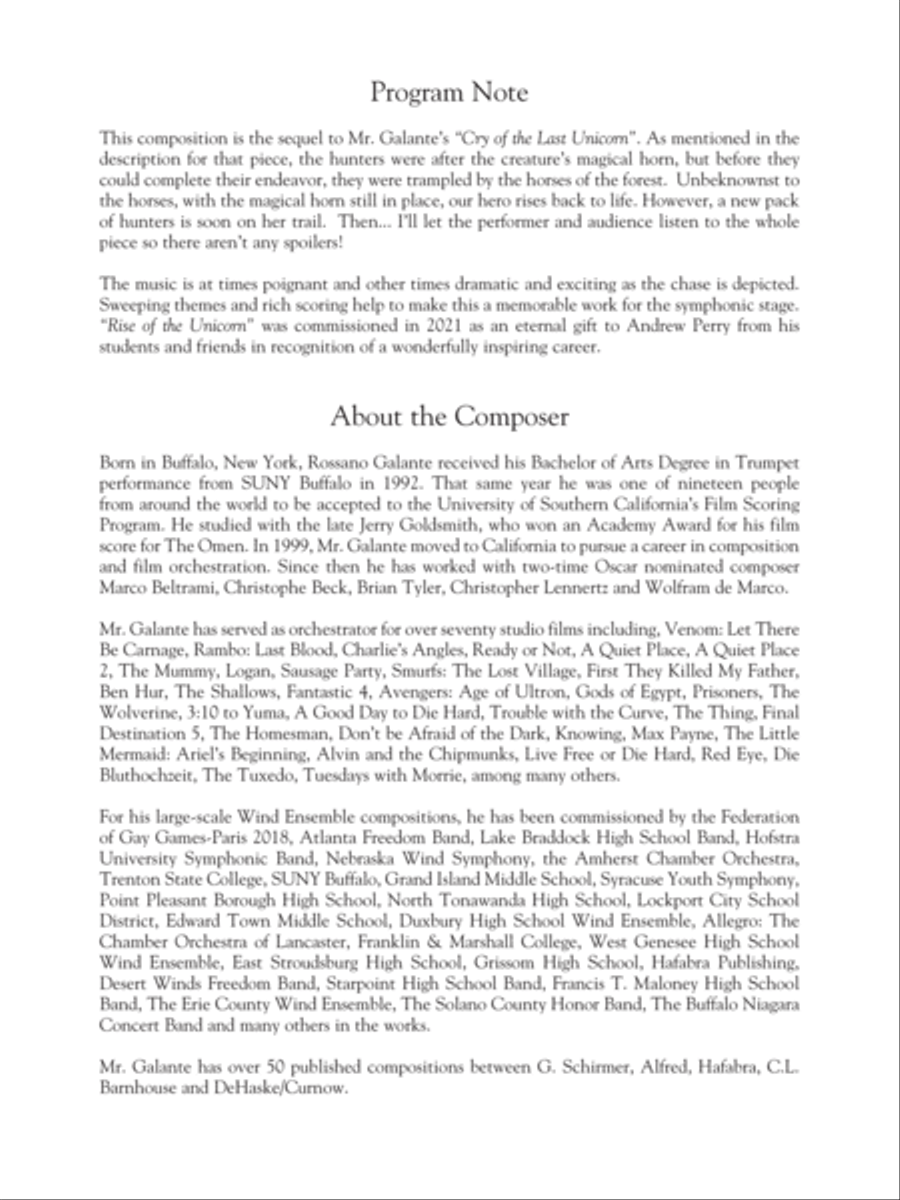Rise of the Unicorn - Conductor Score (Full Score) Concert Band scores gallery preview page 2