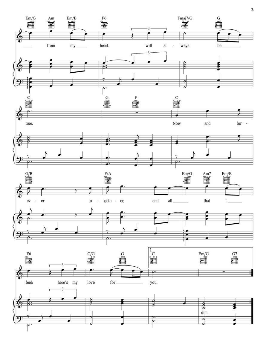 Now And Forever Piano, Vocal, Guitar scores gallery preview page 3
