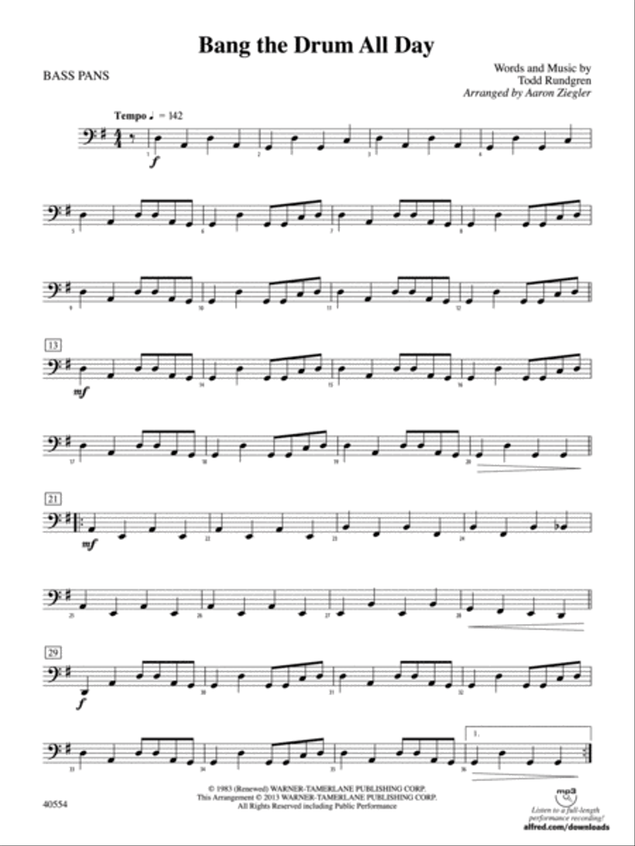 Bang the Drum All Day: 4th Percussion Percussion scores gallery preview page 1