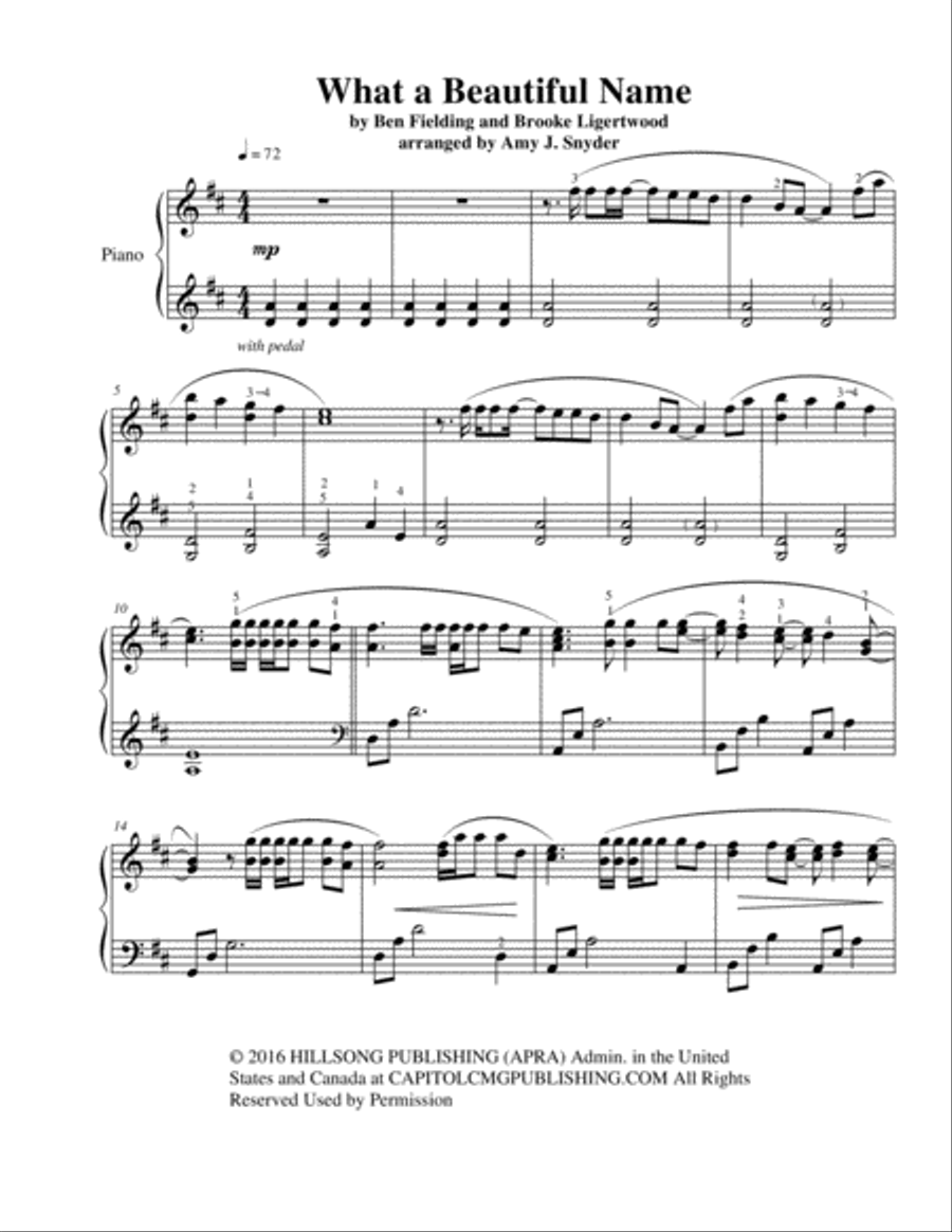 What A Beautiful Name Piano Solo scores gallery preview page 2