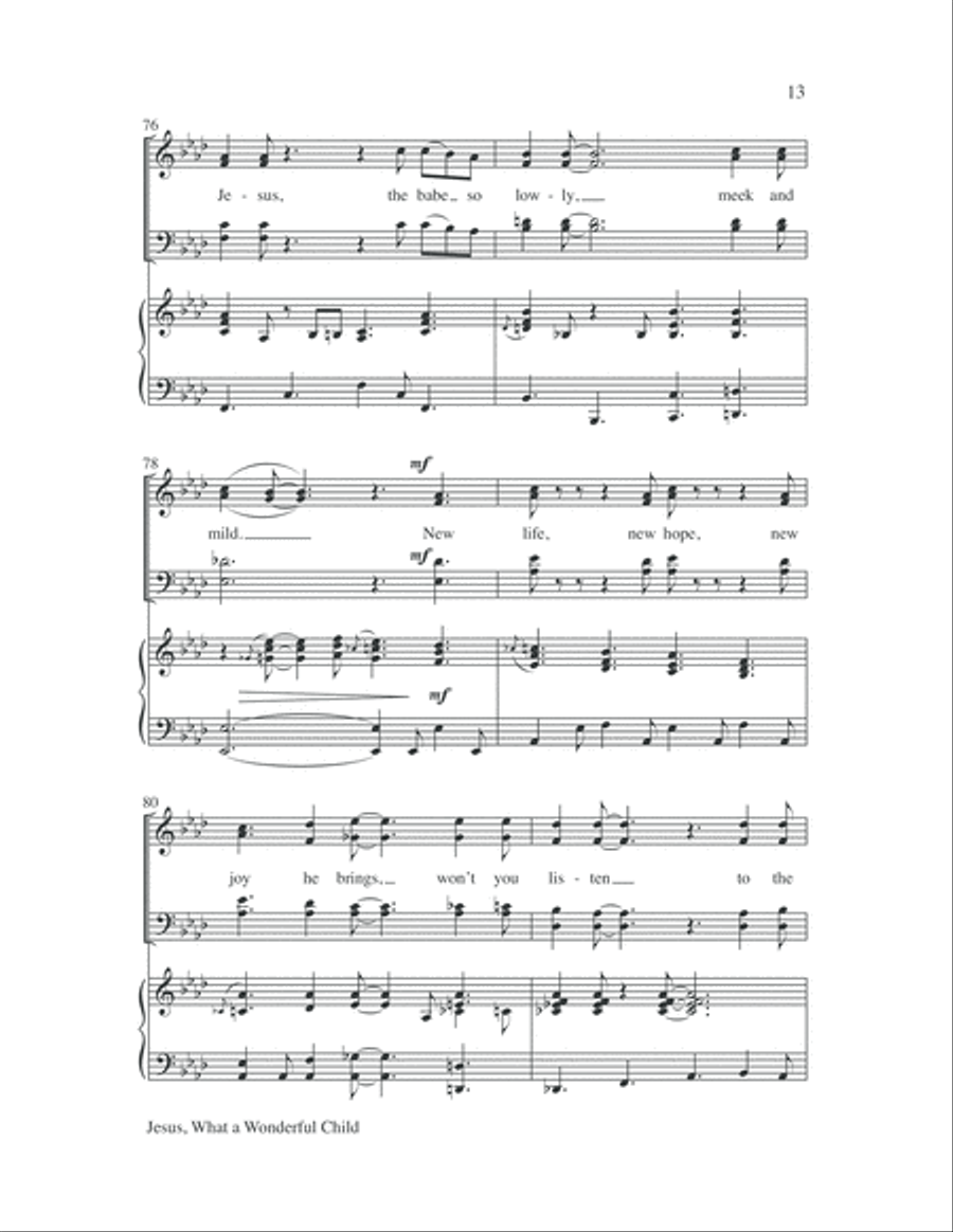 Jesus, What a Wonderful Child with Amen 4-Part scores gallery preview page 13