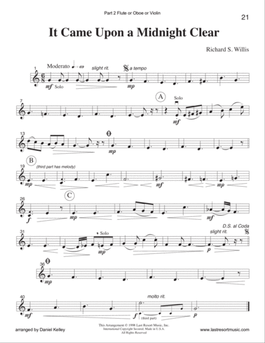 It Came a Midnight Clear for String Trio (or Wind Trio or Mixed Trio) Large Ensemble scores gallery preview page 5
