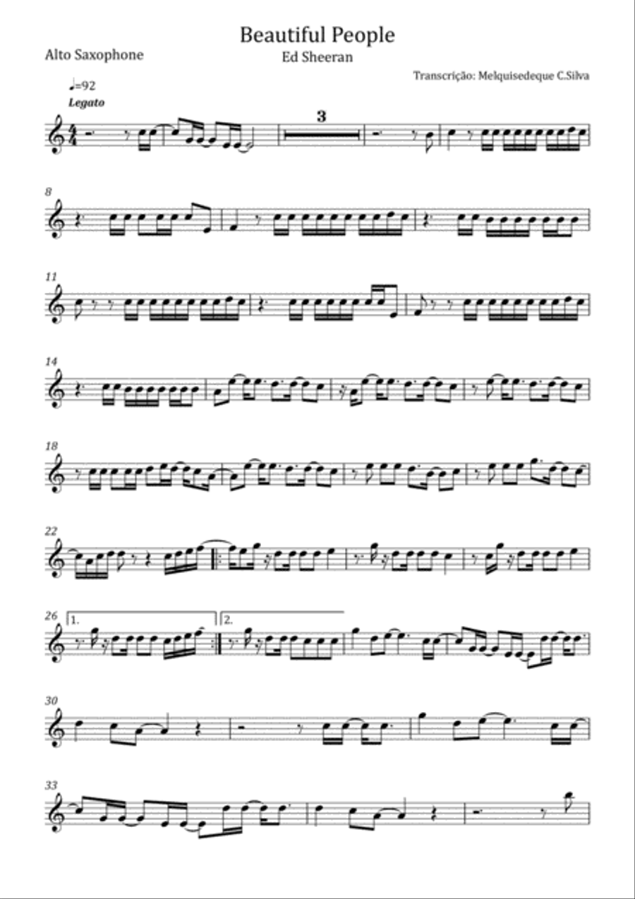 Beautiful People Alto Saxophone scores gallery preview page 1