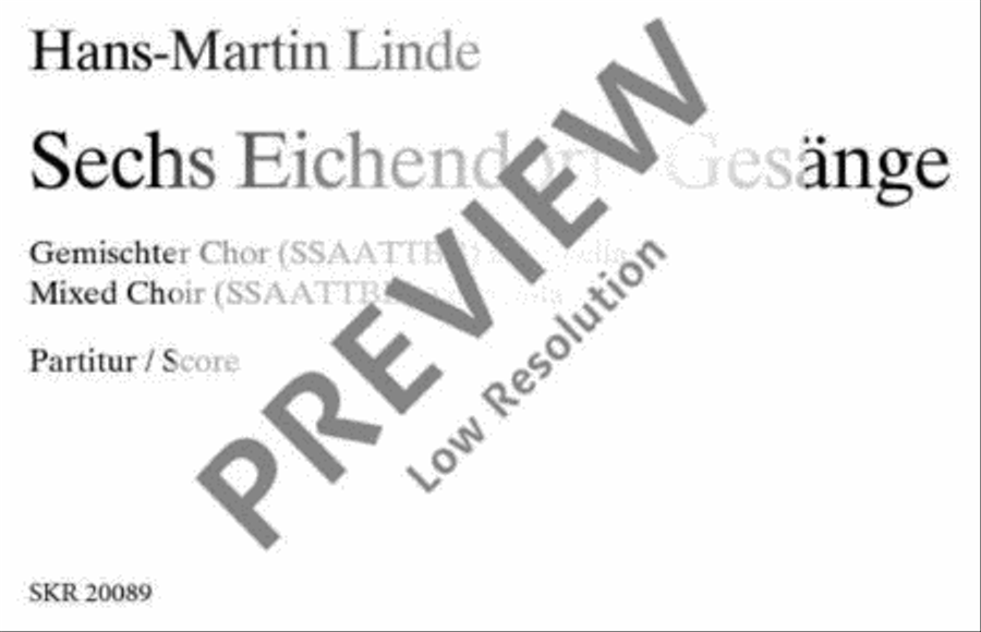 Sechs Eichendorff-Gesänge Mixed Choir scores gallery preview page 2