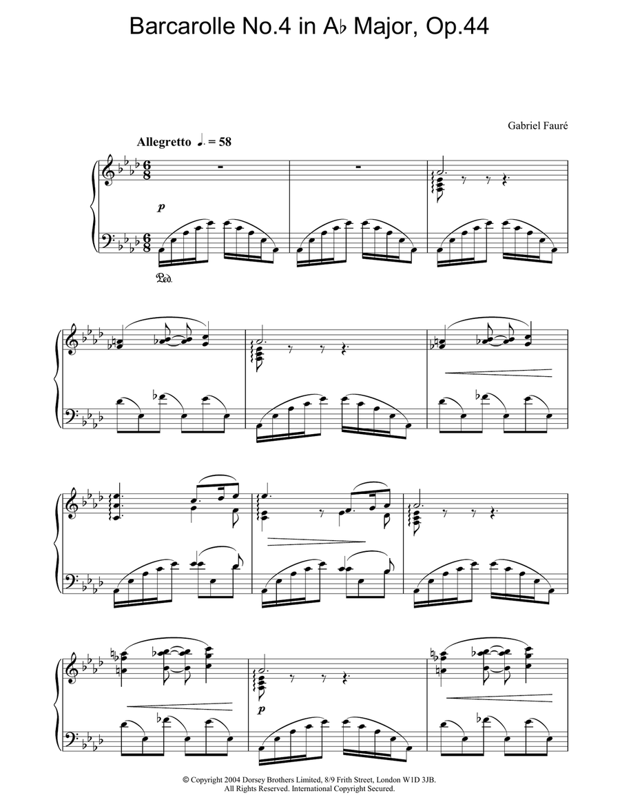 Barcarolle No.4 in Ab Major, Op.44 Piano Solo scores gallery preview page 1